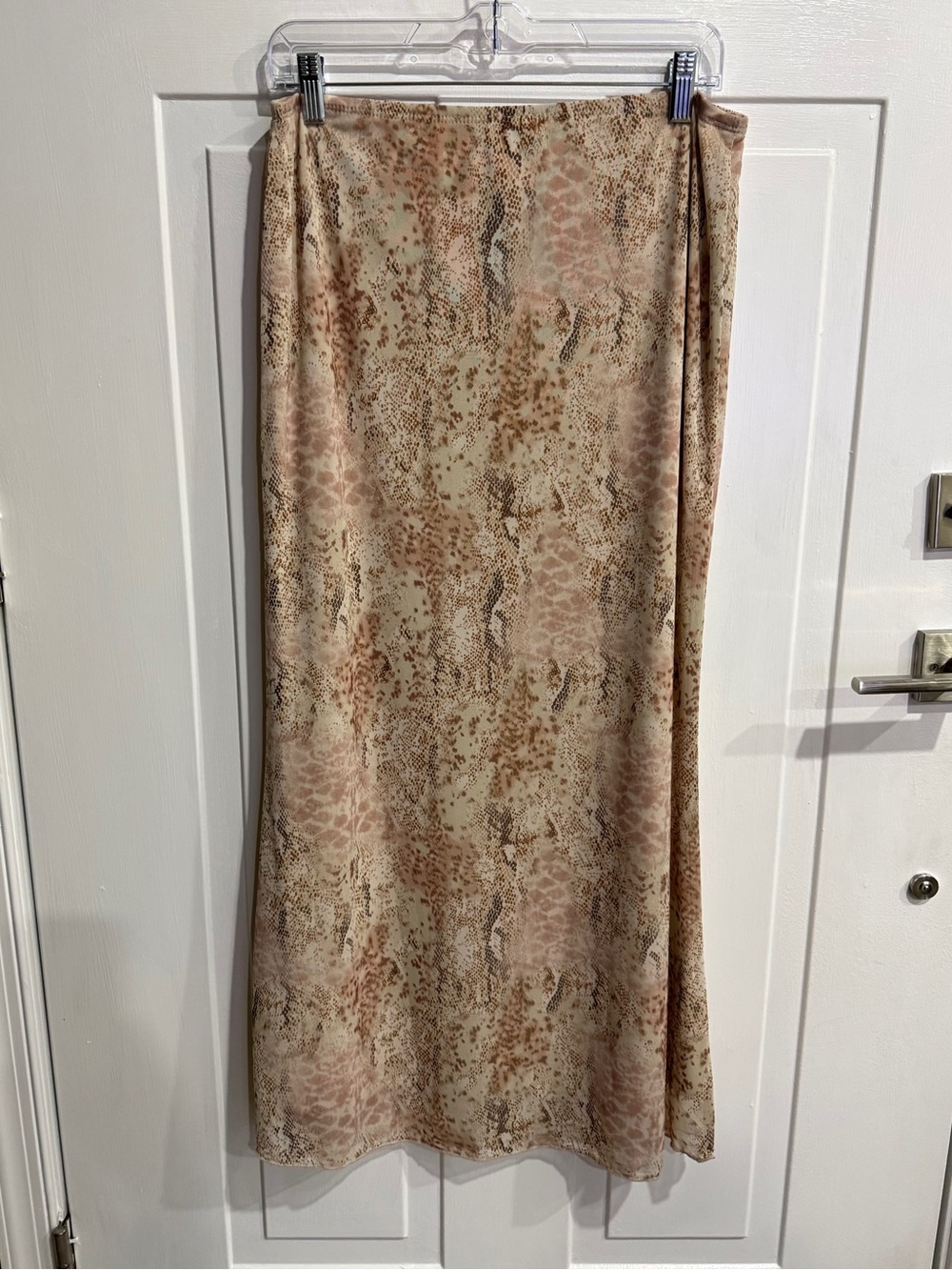 See You Monday Beige Snake-Print Maxi Skirt size L